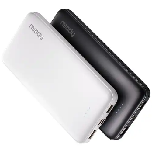 10000mAh Dual Portable Charger, USB-C - 2-Pack