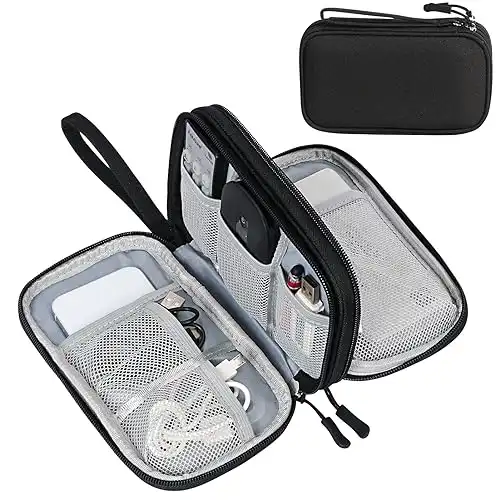 Travel Cable Organizer Carry Case Waterproof Double Layers