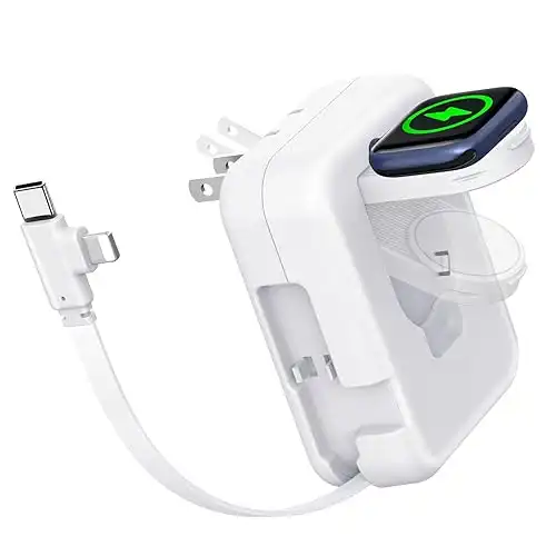 2in1 Apple Watch Charger, 36W Retractable Charger for iPhone Apple Watch