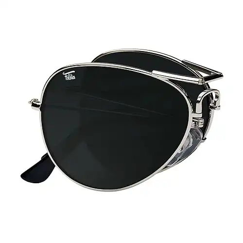 Polarized Folding Aviator Sunglasses - Scratch Resistant Lens Coating