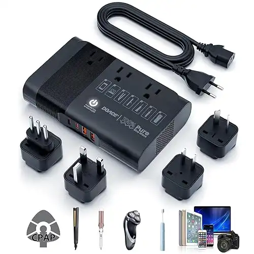 500W Max 220V to 110V Voltage Converter US to Europe, Power Converter Adapter Combo